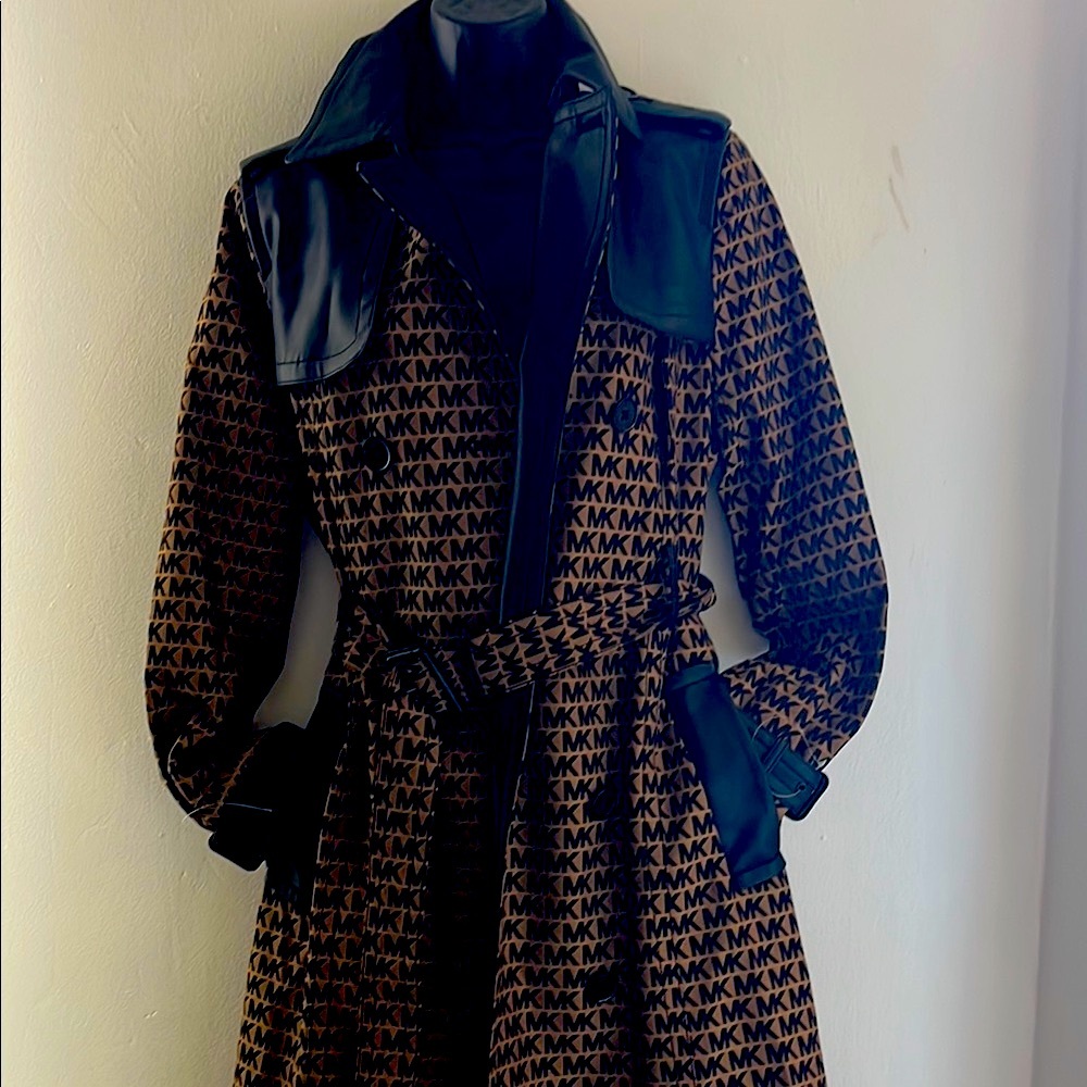 Michael Kors Black Trench Coat with Belted Waist